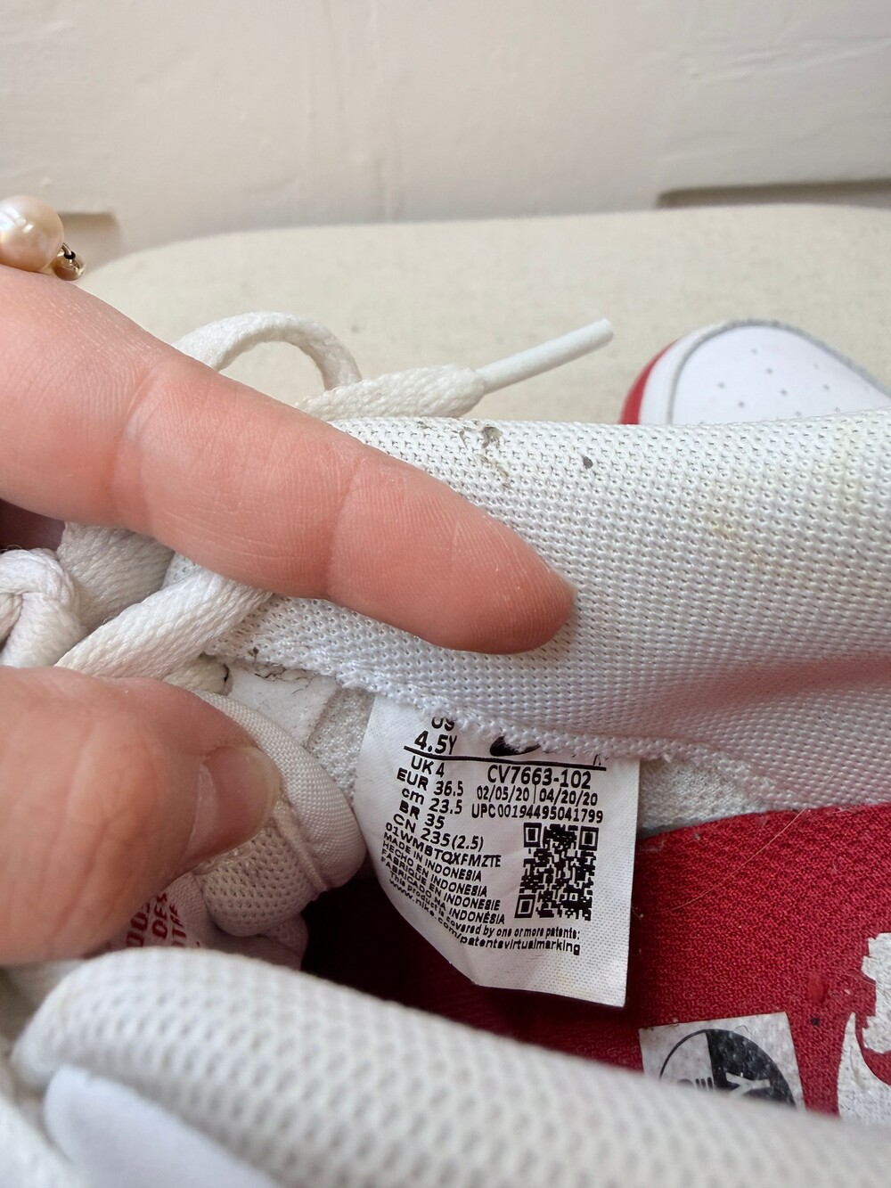 Nike Air Force 1 Low White University Red Sole Size Women's 6.5 Youth 4.5 - Picture 7 of 7